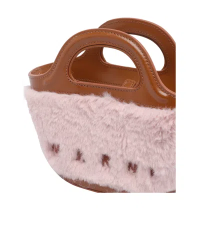 Marni Tropicalia Micro Handbag With Plush Texture In Brown