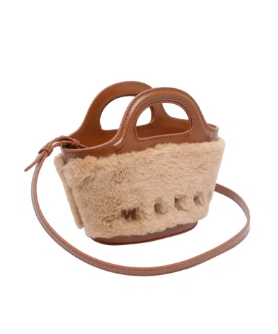 Marni Tropicalia Handbag Detachable Strap In Brown