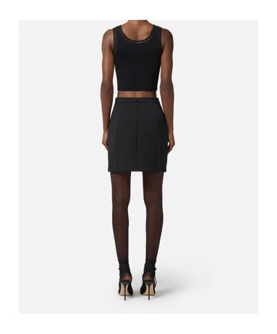 Elisabetta Franchi Black Skirt With Metallic Pendant And Patch Pockets In Fabric Woman In Black