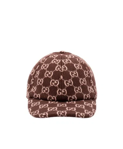 Gucci Gg Canvas Wool Baseball Cap In Burgundy