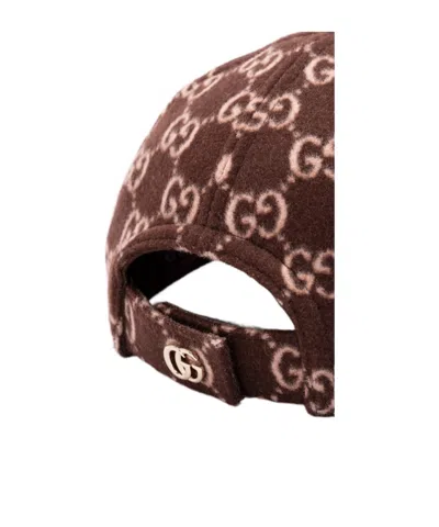 Gucci Gg Canvas Wool Baseball Cap In Burgundy