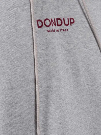 Dondup Light Grey Cotton Hoodie With Adjustable Drawstring In Gray