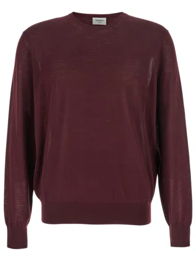 Saint Laurent Bordeaux Crewneck Sweater With Cassandre In Cashmere Man In Burgundy