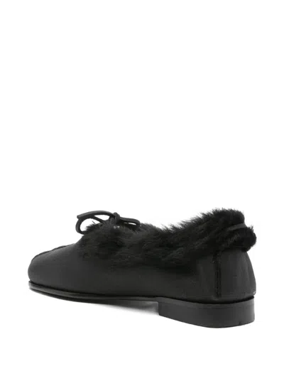 Hereu Fur-trimmed Leather Loafers In Black
