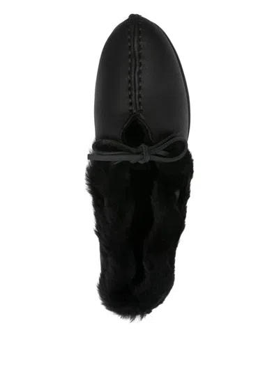Hereu Fur-trimmed Leather Loafers In Black