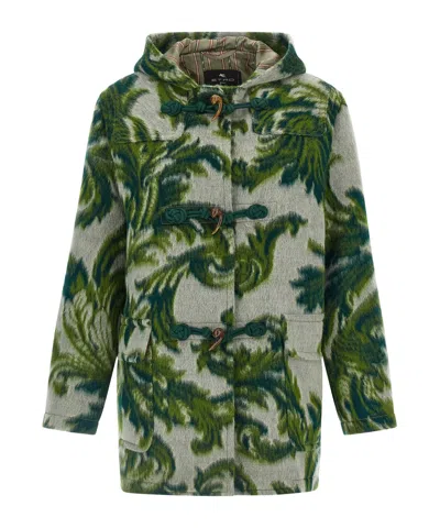 Etro Hooded Jacquard Wool-blend Jacket In Multi