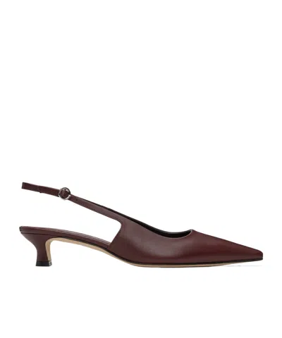 Aeyde Buckle Detail Kitten Heel Pointed Toe Pumps In Burgundy