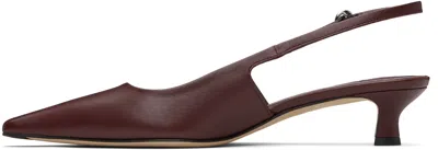 Aeyde Buckle Detail Kitten Heel Pointed Toe Pumps In Burgundy