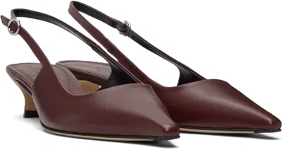 Aeyde Buckle Detail Kitten Heel Pointed Toe Pumps In Burgundy