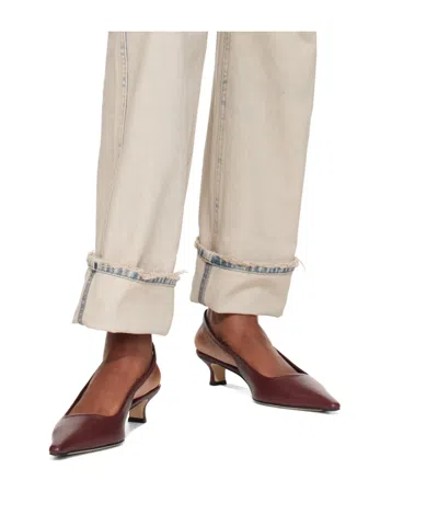 Aeyde Buckle Detail Kitten Heel Pointed Toe Pumps In Burgundy