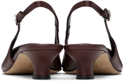 Aeyde Buckle Detail Kitten Heel Pointed Toe Pumps In Burgundy