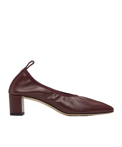 Aeyde Square Toe Leather Ballerina Shoes In Red