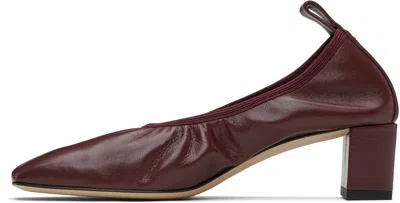 Aeyde Square Toe Leather Ballerina Shoes In Red