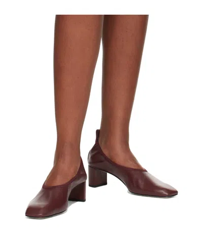 Aeyde Square Toe Leather Ballerina Shoes In Red