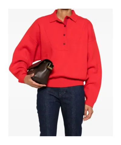 Jacquemus Balloon Wool And Cashmere Polo Sweater In Red
