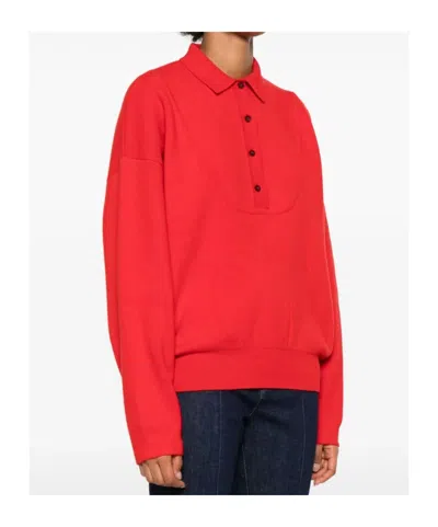 Jacquemus Balloon Wool And Cashmere Polo Sweater In Red