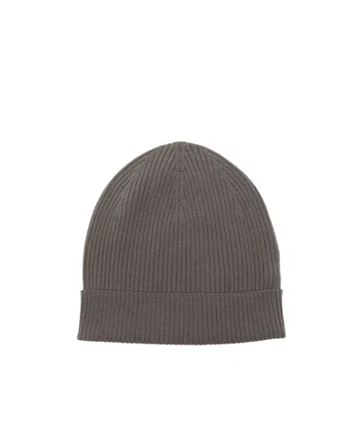 Rick Owens Cozy Ribbed Wool Beanie Folded Cuff In Brown