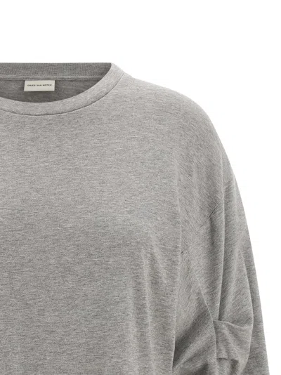 Dries Van Noten T-shirt With Pleated Sleeves Heynas In Gray