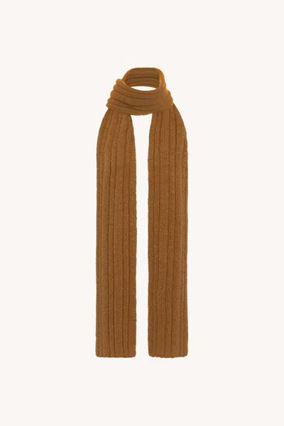 The Row Amos Ribbed Wool Scarf In Brown