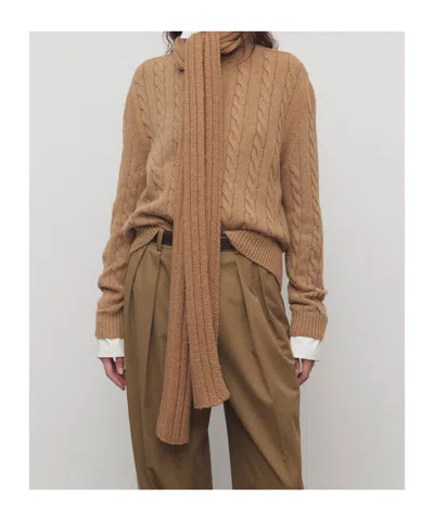 The Row Amos Ribbed Wool Scarf In Brown