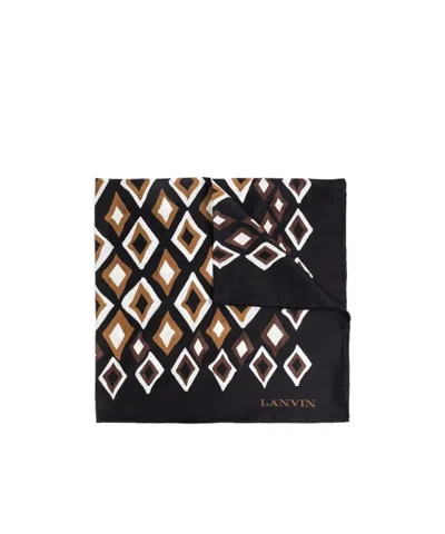Lanvin Geometric Patterned Soft Texture Scarf In Black