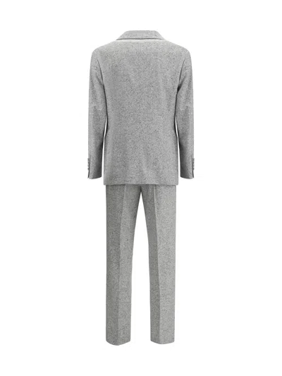 Brunello Cucinelli Tailored Suit Set Double-breasted Jacket In Gray