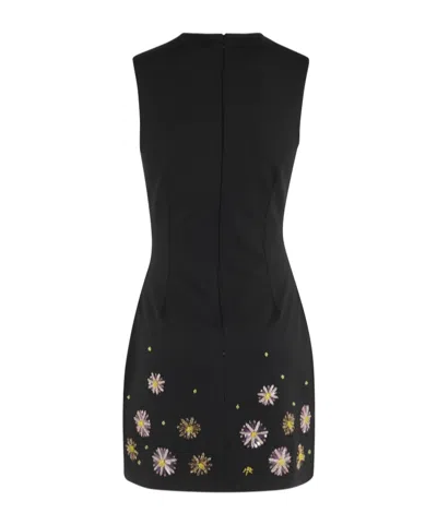 Staud Dahlia Beaded-flower Sleeveless Mini Dress In Black