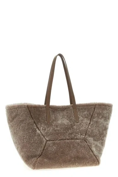 Brunello Cucinelli Large Shoulder Bag Featuring Dual Handles In Gray
