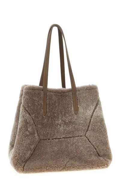 Brunello Cucinelli Large Shoulder Bag Featuring Dual Handles In Gray