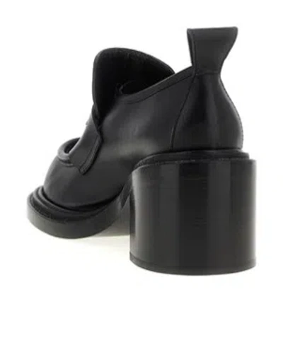 Moschino Block Heel Loafers Pull Tab In Black