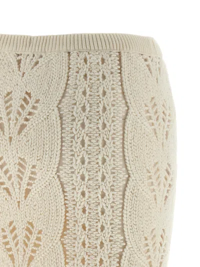 Ermanno Scervino Longuette Tricot Wool Skirt With Tulle Lining In Multi
