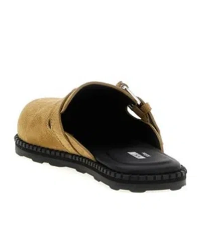 Moschino Suede Mules Featuring Buckle Detail In Brown