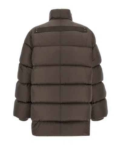 Rick Owens Turtle Zip-front Padded Coat In Brown
