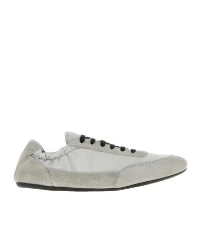 Prada Grey Re-nylon And Suede Collapse Sneakers In Gray