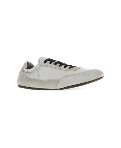 Prada Grey Re-nylon And Suede Collapse Sneakers In Gray