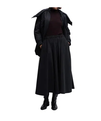 Aspesi Pleated A-line Mid-length Skirt In Black