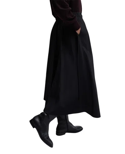 Aspesi Pleated A-line Mid-length Skirt In Black