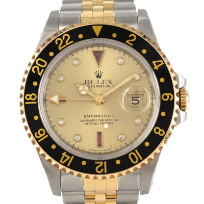 Pre-owned Rolex Gmt Master Stainless Steel Yellow Wristwatch () In Gold