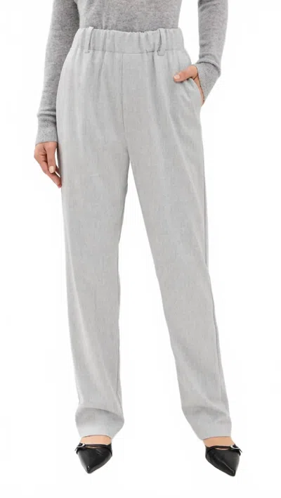 Enza Costa Wool Suiting Pull On Trousers Light Heather Grey In Animal Print