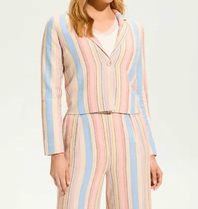 Fdj Yarn Dye Striped Crop Blazer In Aperol Stripe In Multi