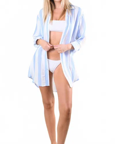 Sitano Women's Shirt Dress In Blue And White Cabana Stripes In Blue