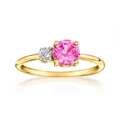 Rs Pure By Ross-simons Lab-grown Pink Sapphire And . Lab-grown Diamond Ring In 18kt Gold Vermeil In Pink