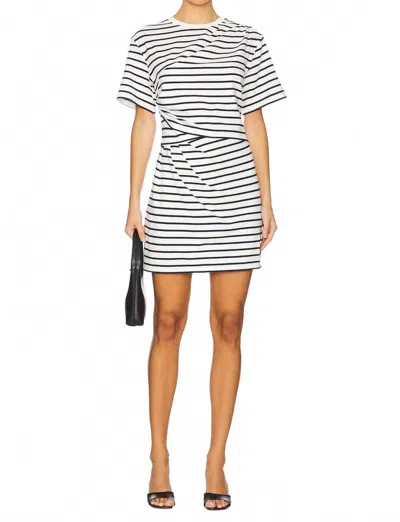 Simkhai Zeus Short Sleeve T-shirt Dress In Midnight Stripe In White