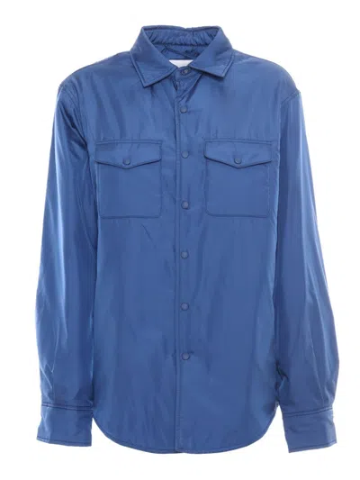 Aspesi Blue Button-up Shirt With Two Chest Pockets In Blue