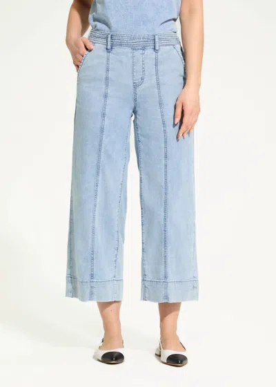 Fdj Pull-on Wide Crop Trouser In Powder Wash Denim In Blue