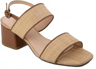 Chocolat Blu Women Darla Double Strap Block Sandal In Natural Raffia In Brown