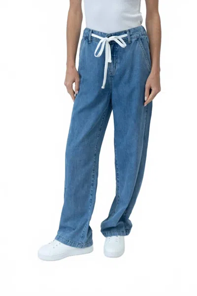 Six/fifty Wherever Denim Drawstring Pants In Denim Wash In Blue