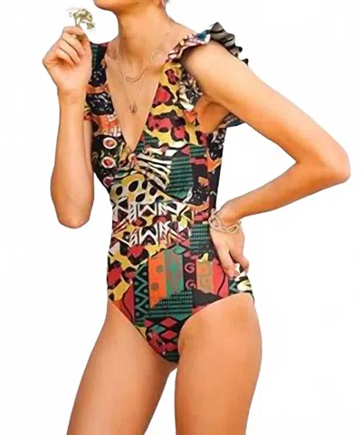 Averie Harlow Plunge One-piece In Multicolor In Multi