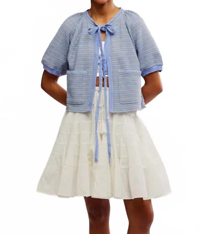 Free People Tropic Stripe Cotton Tie Front Top In Blue