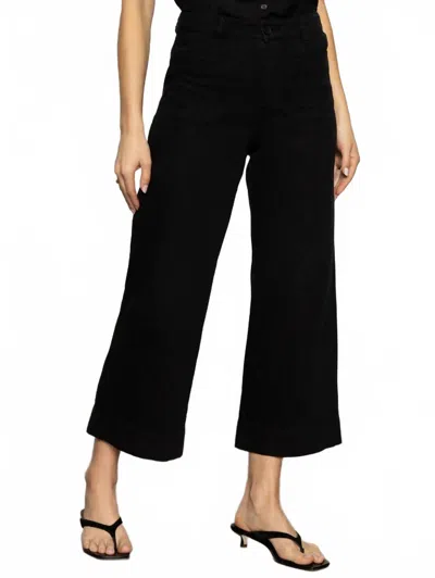 Sanctuary Soft Marine High Waist Wide Leg Crop Cotton Pants In Black